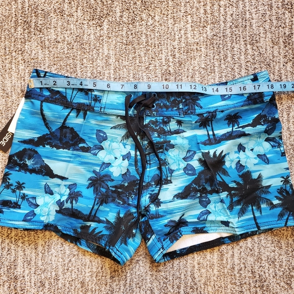 BNWT Burnside Ladies Dobby Stretch Board Shorts Blue with Palm Trees Large - Picture 4 of 10
